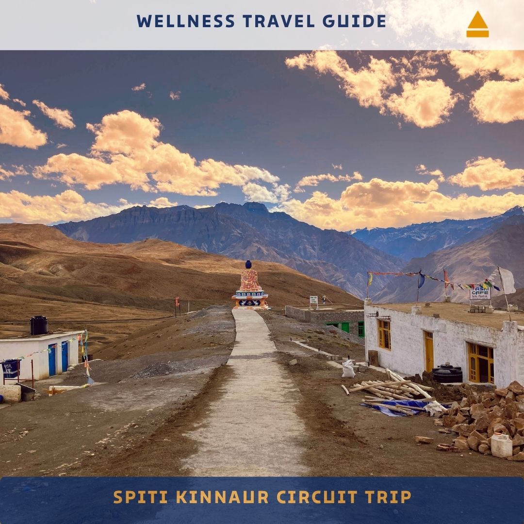 Wellness travel guide for Spiti Kinnaur Circuit Trip with a scenic mountain landscape.